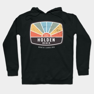 Holden Beach, North Carolina Vintage Distressed 70s Style Sunrise Hoodie